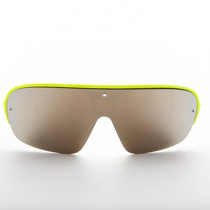 Mirror Wraparound Lens 80s Futuristic Sunglasses - Renoir