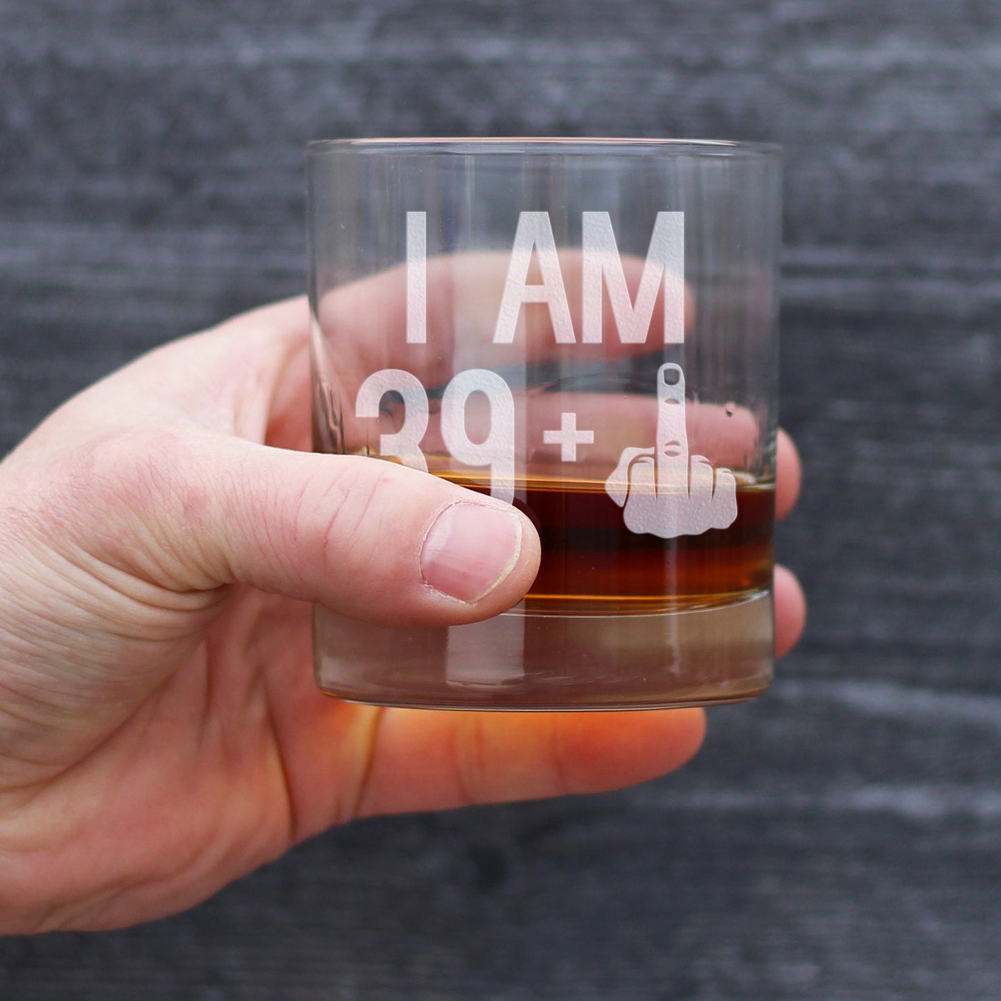 39 + 1 Middle Finger - Funny 40th Birthday Whiskey Rocks Glass Gifts for Men & Women Turning 40 - Fun Whisky Drinking Tumbler