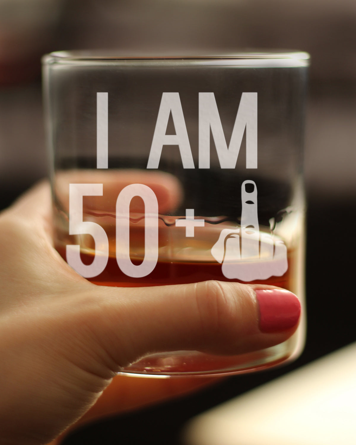 50 + 1 Middle Finger - Funny 51st Birthday Whiskey Rocks Glass Gifts for Men & Women Turning 51 - Fun Whisky Drinking Tumbler