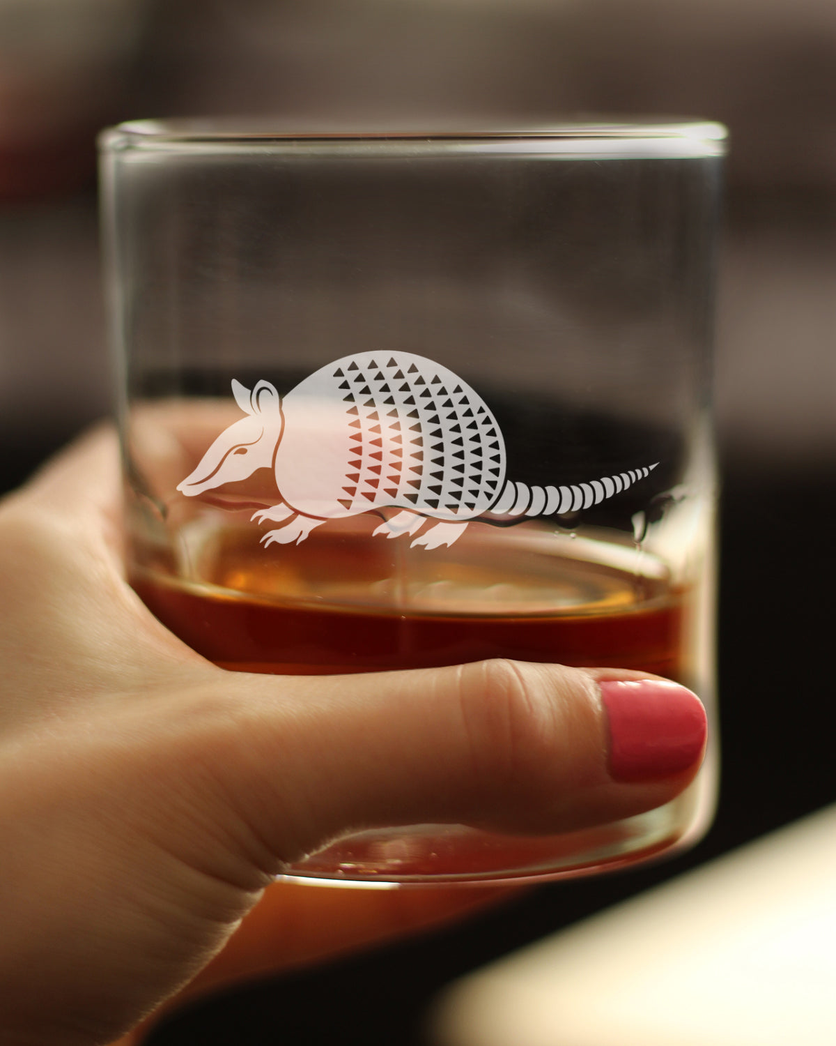 Armadillo Engraved Rocks Glass Texas Gifts and Souvenirs Weighted Whiskey Glasses - 10.25 oz
