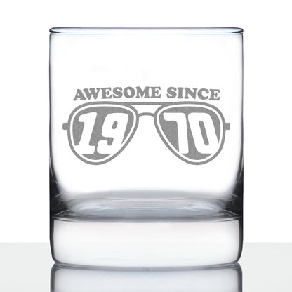 Awesome Since 1970 Engraved Rocks Glass Gifts 55th Birthday Gift Ideas Weighted Whiskey Glasses - 10.25 oz