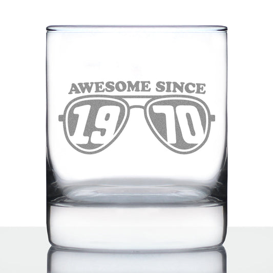 Awesome Since 1970 Engraved Rocks Glass Gifts 55th Birthday Gift Ideas Weighted Whiskey Glasses - 10.25 oz