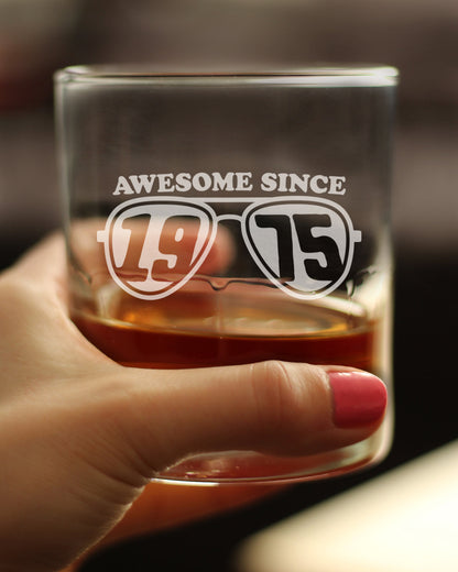 Awesome Since 1975 Engraved Rocks Glass Gifts 50th Birthday Gift Ideas Weighted Whiskey Glasses - 10.25 oz