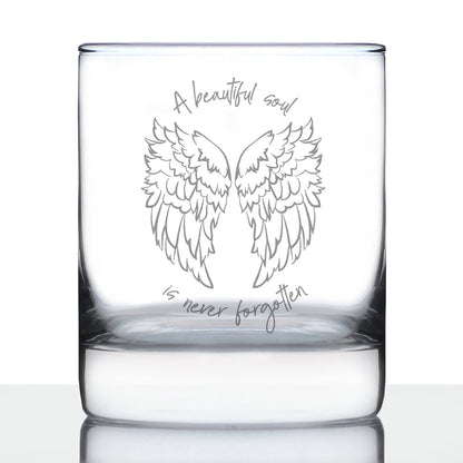 Beautiful Soul is Never Forgotten - Whiskey Rocks Glass Gift - Sympathy Memorial Gifts for Bereavement Loss - 10.25 oz Glasses