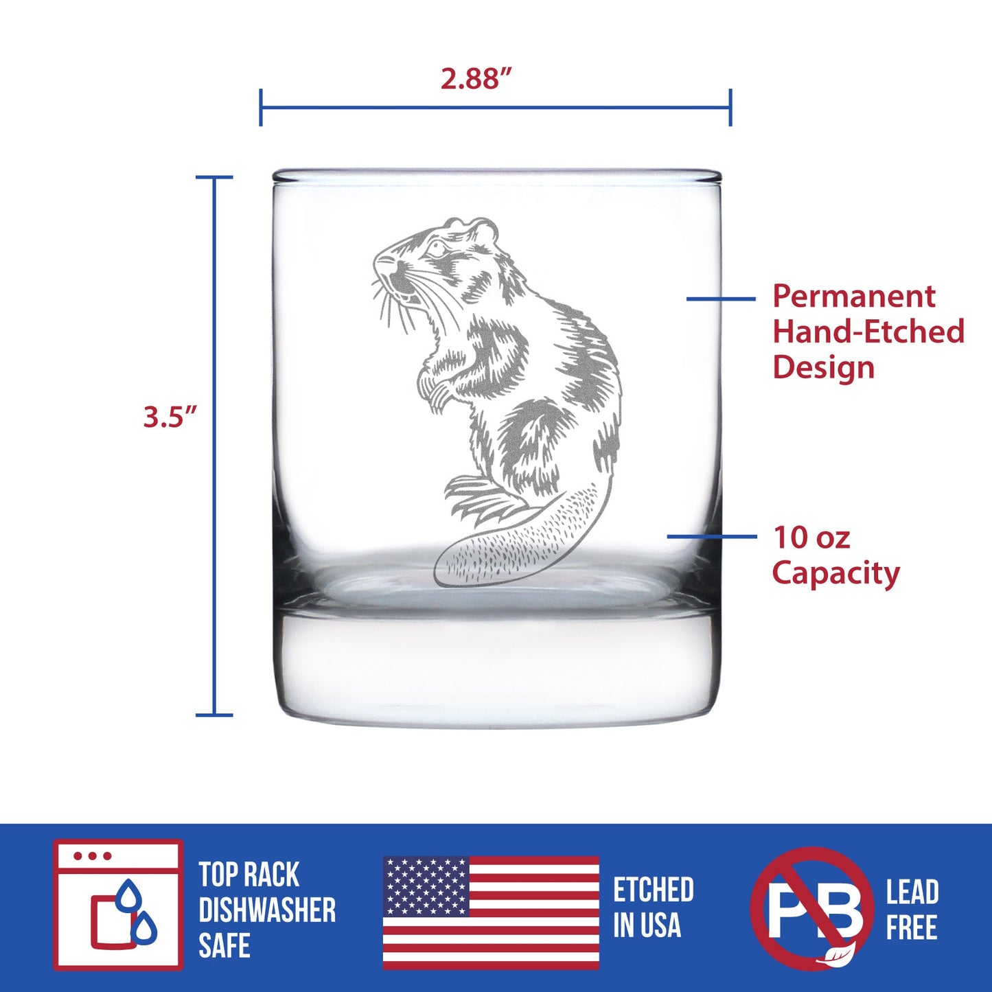 Beaver Engraved Rocks Glass Beaver Gifts and Rustic Cabin Home Decor Weighted Whiskey Glasses - 10.25 oz