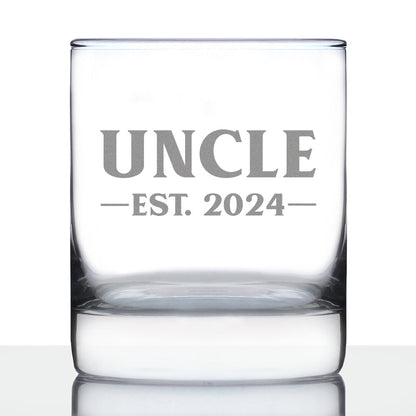 Uncle Est 2024 - Whiskey Rocks Glass Gift for First Time Uncles - Bold 10.25 Oz Glasses