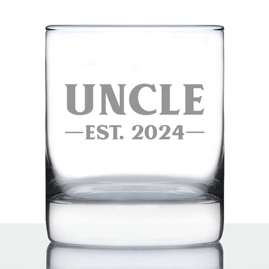 Uncle Est 2024 - Whiskey Rocks Glass Gift for First Time Uncles - Bold 10.25 Oz Glasses