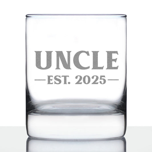 Uncle Est 2025 - Whiskey Rocks Glass Gift for First Time Uncles - Bold 10.25 Oz Glasses