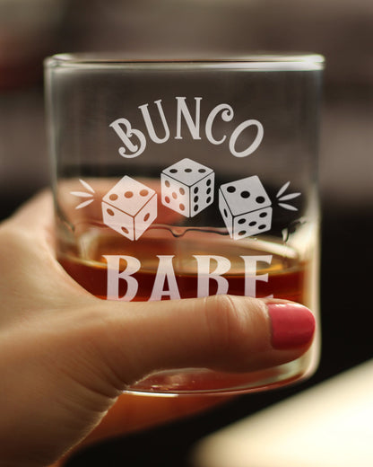 Bunco Babe Rocks Glass - Bunco Decor and Bunco Gifts for Women - 10.25 Oz Glasses