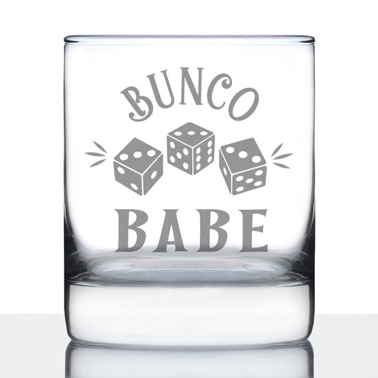Bunco Babe Rocks Glass - Bunco Decor and Bunco Gifts for Women - 10.25 Oz Glasses