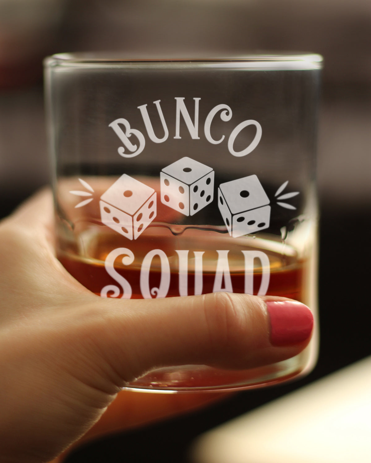 Bunco Squad Rocks Glass - Bunco Decor and Bunco Gifts for Women - 10.25 Oz Glasses