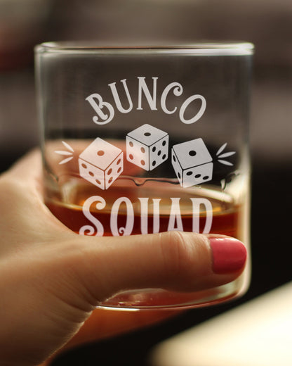 Bunco Squad Rocks Glass - Bunco Decor and Bunco Gifts for Women - 10.25 Oz Glasses