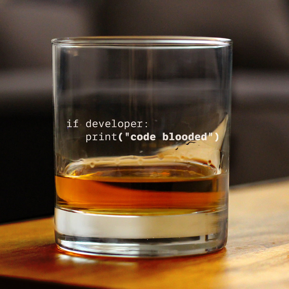 Code Blooded Engraved Rocks Glass Gifts for Programmer, Coder & Computer Geeks Weighted Whiskey Glasses - 10.25 oz
