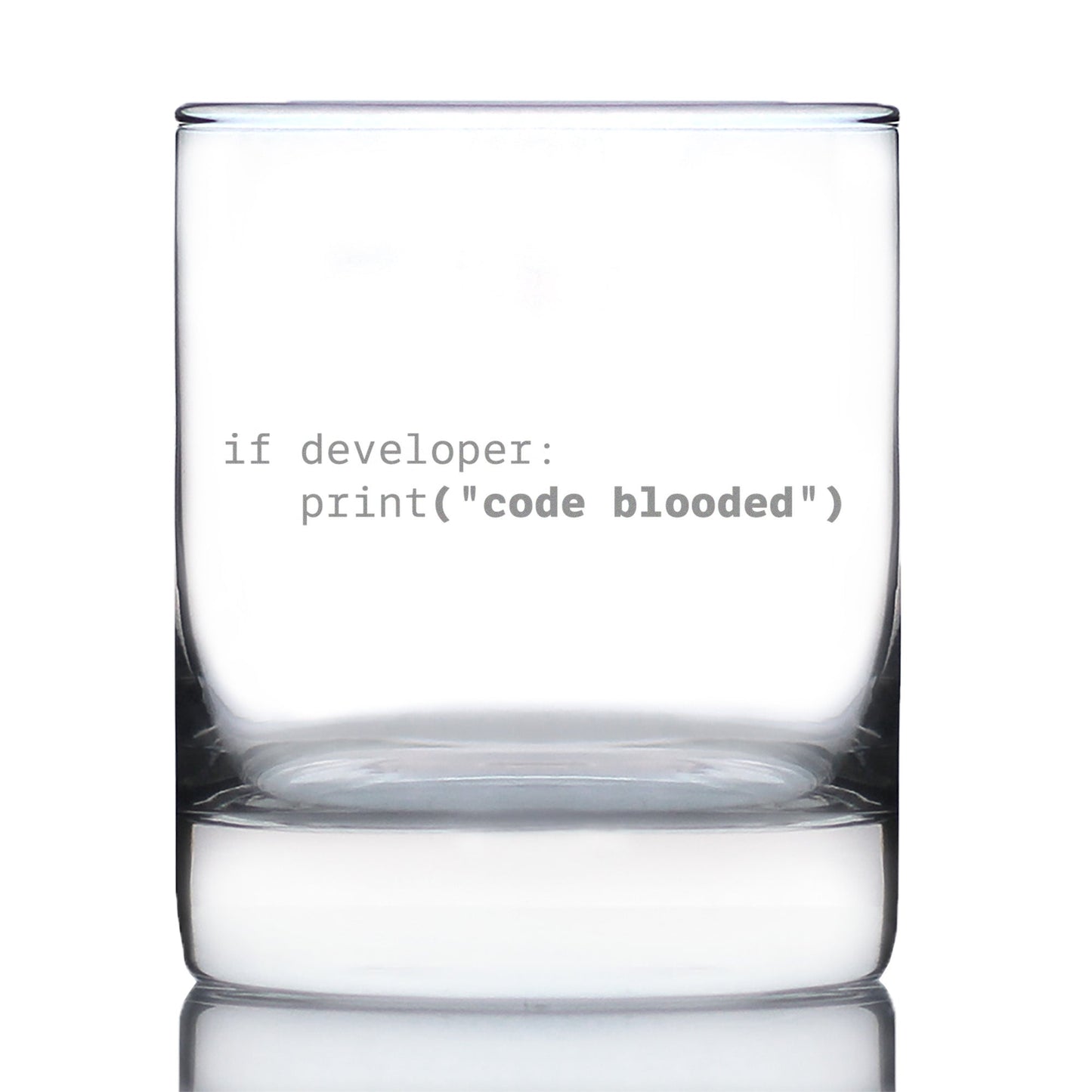 Code Blooded Engraved Rocks Glass Gifts for Programmer, Coder & Computer Geeks Weighted Whiskey Glasses - 10.25 oz