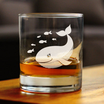 Cute Whale Rocks Glass - Beach Themed Decor and Gifts for Whale Lovers - 10.25 Oz Glasses