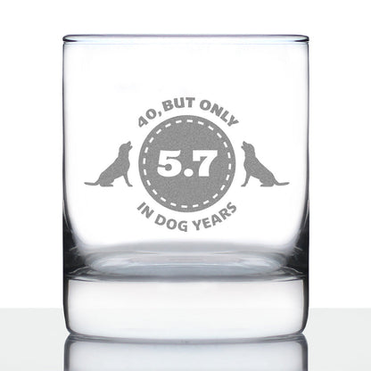 40th Birthday Dog Years - Whiskey Rocks Glass Gift - Unique Funny Bday Gifts for Women and Men Turning 40 - 10.25 oz Glasses
