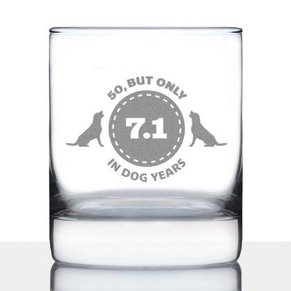 50th Birthday Dog Years - Whiskey Rocks Glass Gift - Unique Funny Bday Gifts for Women and Men Turning 50 - 10.25 oz Glasses