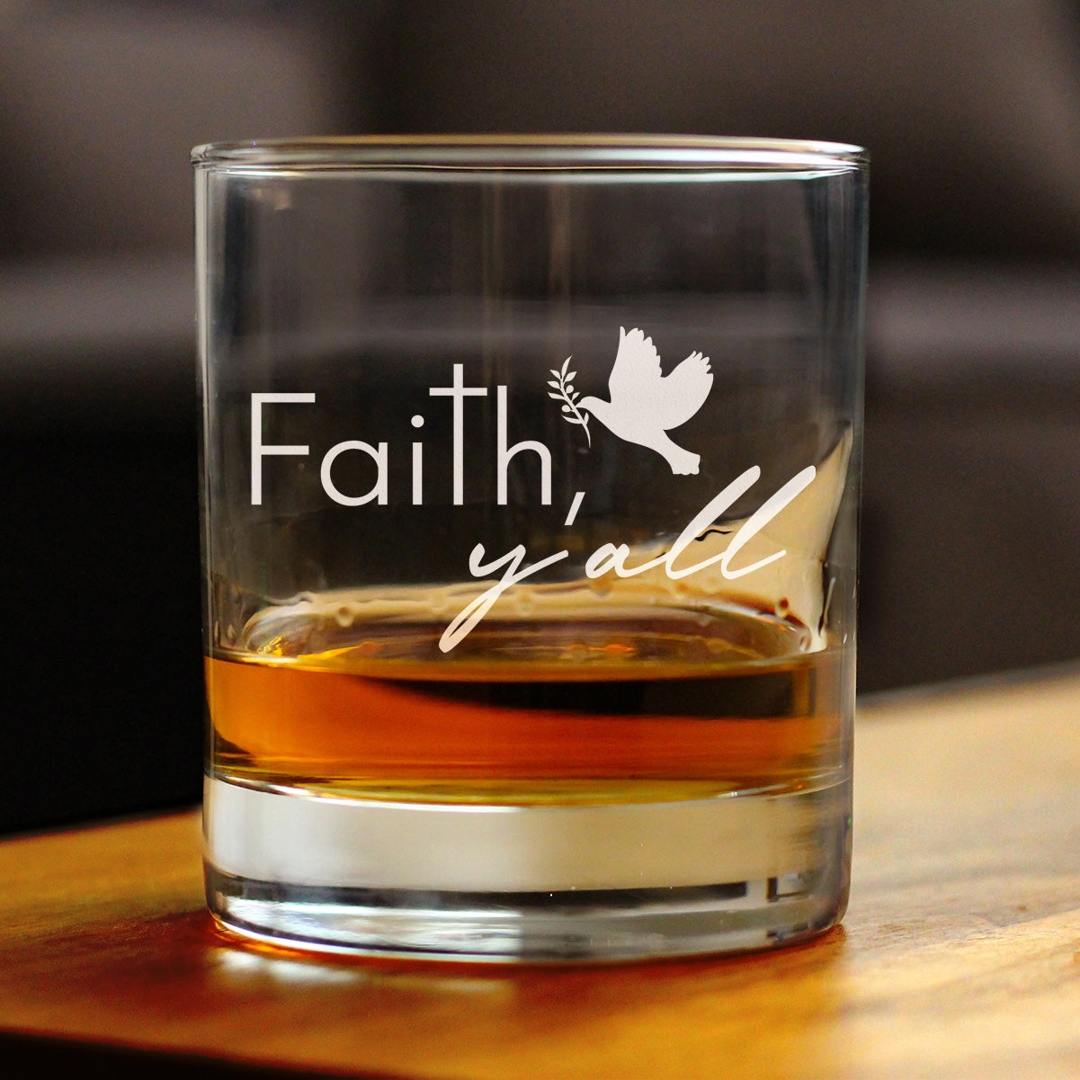 Faith Y'all Engraved Rocks Glass Gifts Christianity Gifts for Christians Weighted Whiskey Glasses - 10.25 oz