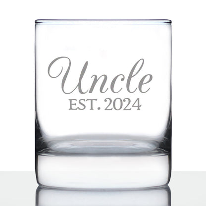 Uncle Est 2024 - Whiskey Rocks Glass Gift for First Time Uncles - Decorative 10.25 Oz Glasses