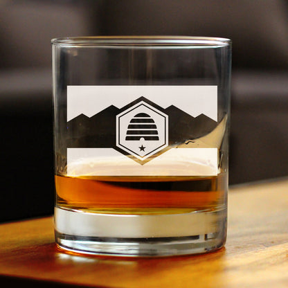 Utah Flag Whiskey Rocks Glass - State Themed Drinking Decor and Gifts for Utahn Women & Men - 10.25 Oz Whisky Tumbler Glasses (Copy)