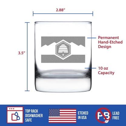 Utah Flag Whiskey Rocks Glass - State Themed Drinking Decor and Gifts for Utahn Women & Men - 10.25 Oz Whisky Tumbler Glasses (Copy)
