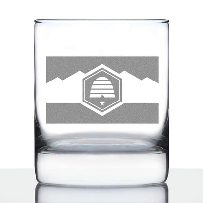Utah Flag Whiskey Rocks Glass - State Themed Drinking Decor and Gifts for Utahn Women & Men - 10.25 Oz Whisky Tumbler Glasses (Copy)