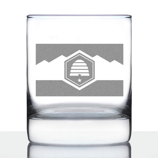 Utah Flag Whiskey Rocks Glass - State Themed Drinking Decor and Gifts for Utahn Women & Men - 10.25 Oz Whisky Tumbler Glasses (Copy)