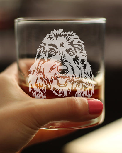 Golden Doodle Face - Whiskey Rocks Glass - Goldendoodle Gifts for Women & Men - 10.25 oz Glasses