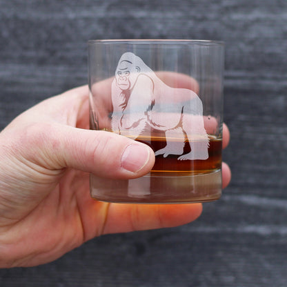 Gorilla Rocks Glass - Fun Wild Animal Themed Decor and Gifts for Lovers of Apes and Monkeys - 10.25 Oz Glasses