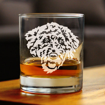 Labradoodle Face - Whiskey Rocks Glass - Labradoodle Gifts for Dog Lovers Women & Men - 10.25 oz Glasses