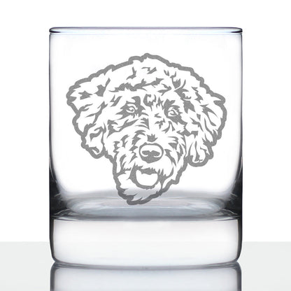 Labradoodle Face - Whiskey Rocks Glass - Labradoodle Gifts for Dog Lovers Women & Men - 10.25 oz Glasses