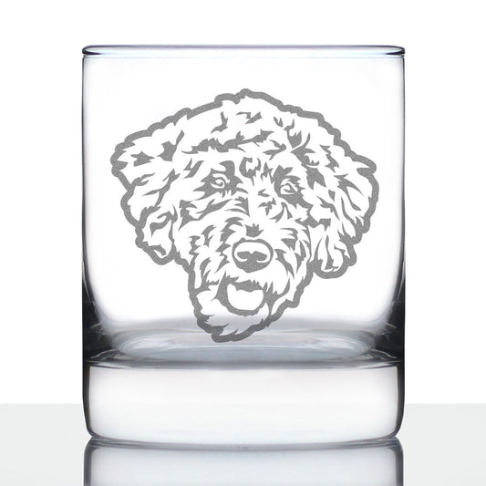 Labradoodle Face - Whiskey Rocks Glass - Labradoodle Gifts for Dog Lovers Women & Men - 10.25 oz Glasses