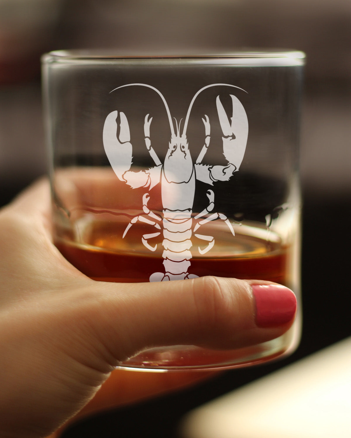Lobster Engraved Rocks Glass Lobster Gifts, Maine Souvenirs and Decor Weighted Whiskey Glasses - 10.25 oz