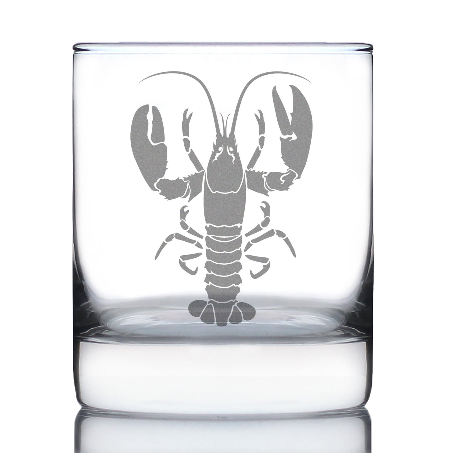 Lobster Engraved Rocks Glass Lobster Gifts, Maine Souvenirs and Decor Weighted Whiskey Glasses - 10.25 oz