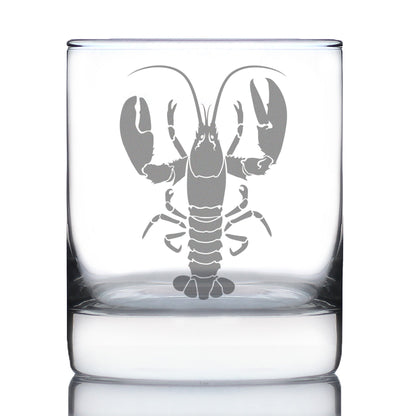 Lobster Engraved Rocks Glass Lobster Gifts, Maine Souvenirs and Decor Weighted Whiskey Glasses - 10.25 oz