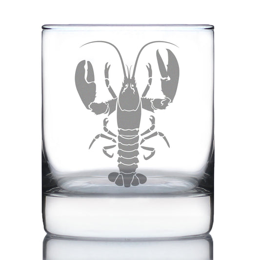 Lobster Engraved Rocks Glass Lobster Gifts, Maine Souvenirs and Decor Weighted Whiskey Glasses - 10.25 oz