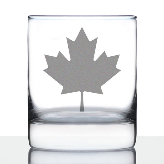 Canada Maple Leaf Rocks Glass - Canadian Flag Gifts and Decor for Women and Men - 10.25 Oz Glasses