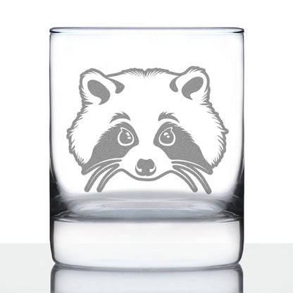 Raccoon Face - Whiskey Rocks Glass - Cute Raccoon Gifts for Animal Lovers - 10.25 oz Glasses