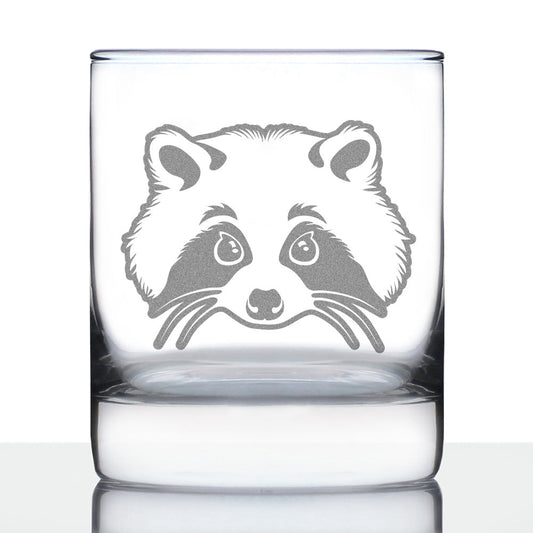 Raccoon Face - Whiskey Rocks Glass - Cute Raccoon Gifts for Animal Lovers - 10.25 oz Glasses