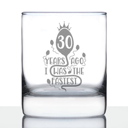 30 Years Ago I Was the Fastest - Whiskey Rocks Glass Gift - Funny 30th Birthday Gifts for Women and Men Turning 30 - 10.25 oz Glasses