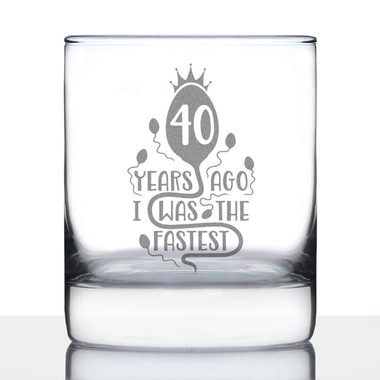40 Years Ago I Was the Fastest - Whiskey Rocks Glass Gift - Funny 40th Birthday Gifts for Women and Men Turning 40 - 10.25 oz Glasses