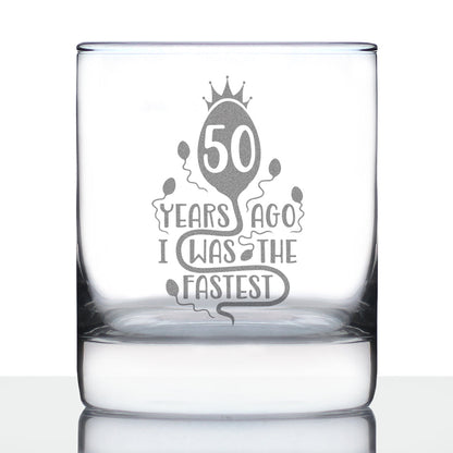 50 Years Ago I Was the Fastest - Whiskey Rocks Glass Gift - Funny 50th Birthday Gifts for Women and Men Turning 50 - 10.25 oz Glasses