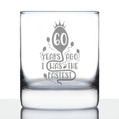 60 Years Ago I Was the Fastest - Whiskey Rocks Glass Gift - Funny 60th Birthday Gifts for Women and Men Turning 60 - 10.25 oz Glasses