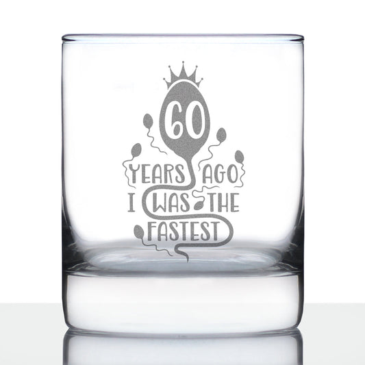 60 Years Ago I Was the Fastest - Whiskey Rocks Glass Gift - Funny 60th Birthday Gifts for Women and Men Turning 60 - 10.25 oz Glasses