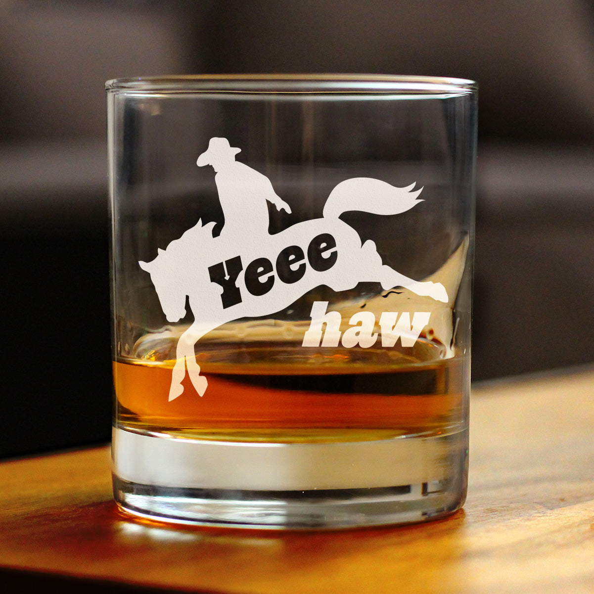 Yeehaw Engraved Rocks Glass Gifts Rodeo Party Decor & Western Home Decorations Weighted Whiskey Glasses - 10.25 oz