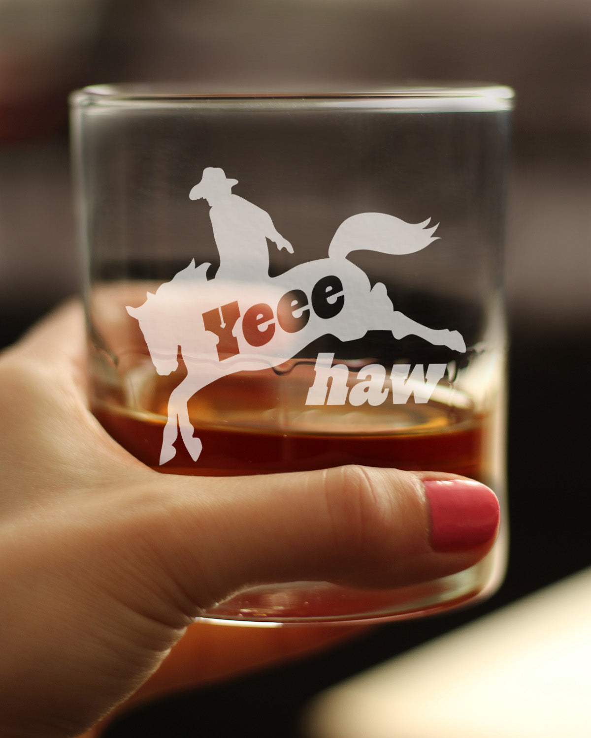 Yeehaw Engraved Rocks Glass Gifts Rodeo Party Decor & Western Home Decorations Weighted Whiskey Glasses - 10.25 oz