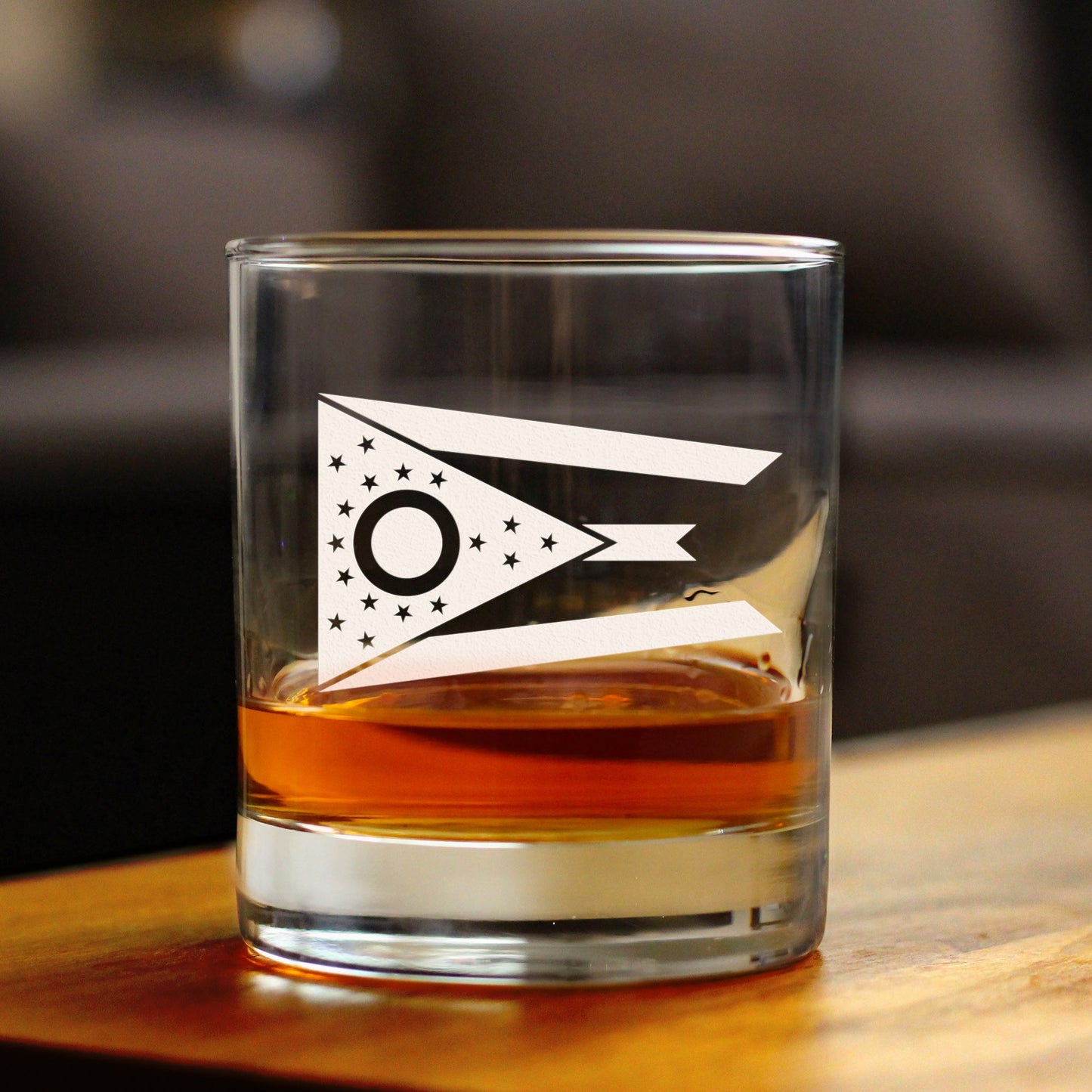 Ohio Flag Whiskey Rocks Glass - State Themed Drinking Decor and Gifts for Ohioan Women & Men - 10.25 Oz Whisky Tumbler Glasses
