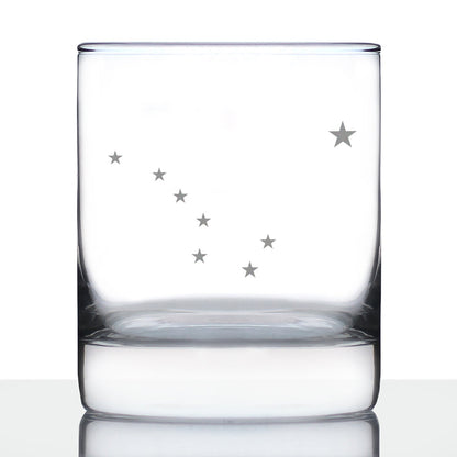 Alaska Flag Whiskey Rocks Glass - State Themed Drinking Decor and Gifts for Alaskan Women & Men - 10.25 Oz Whisky Tumbler Glasses
