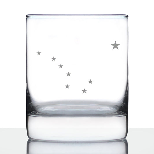 Alaska Flag Whiskey Rocks Glass - State Themed Drinking Decor and Gifts for Alaskan Women & Men - 10.25 Oz Whisky Tumbler Glasses