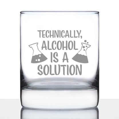 Alcohol Is A Solution - Whiskey Rocks Glass - Funny Science Teacher Gifts for Women & Men - Fun Drinking Decor - 10.25 Oz